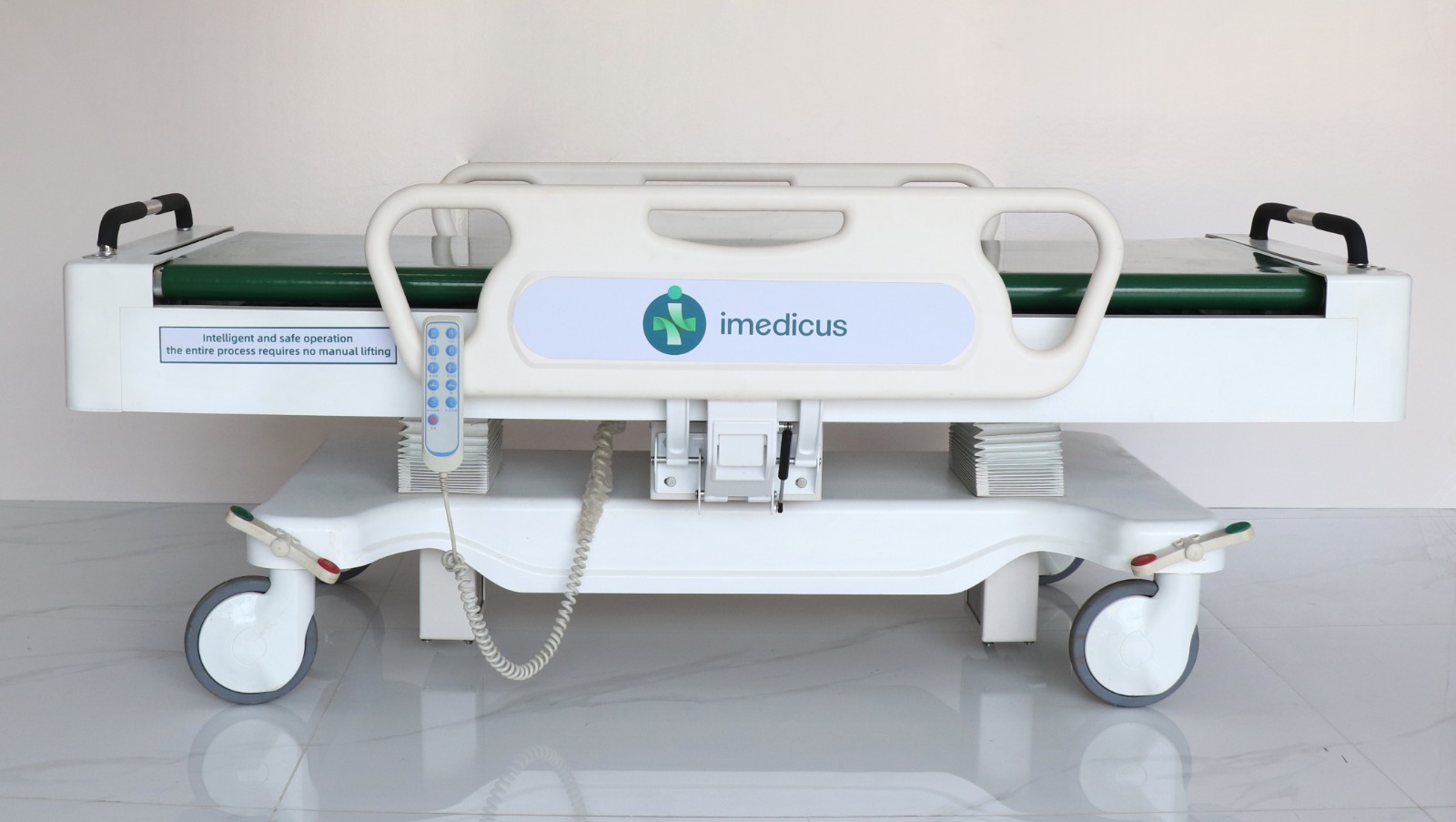 Electronic transfer bed side view